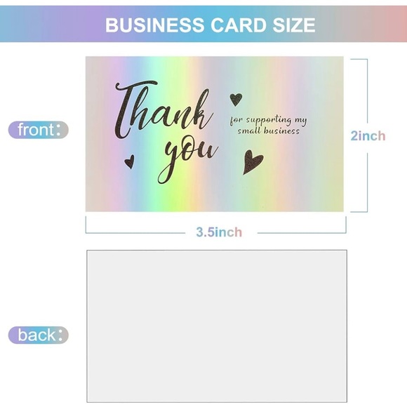 60 Holographic Thank You Cards | Small Business Packaging Supplies | Bulk Set - Picture 4 of 5